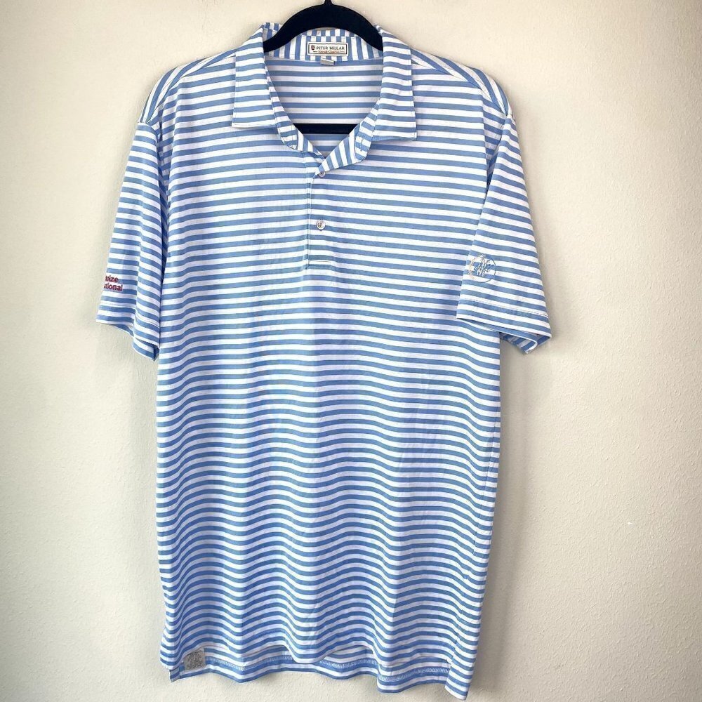 Peter Millar Summer Comfort Performance Polo Blue Stripes L